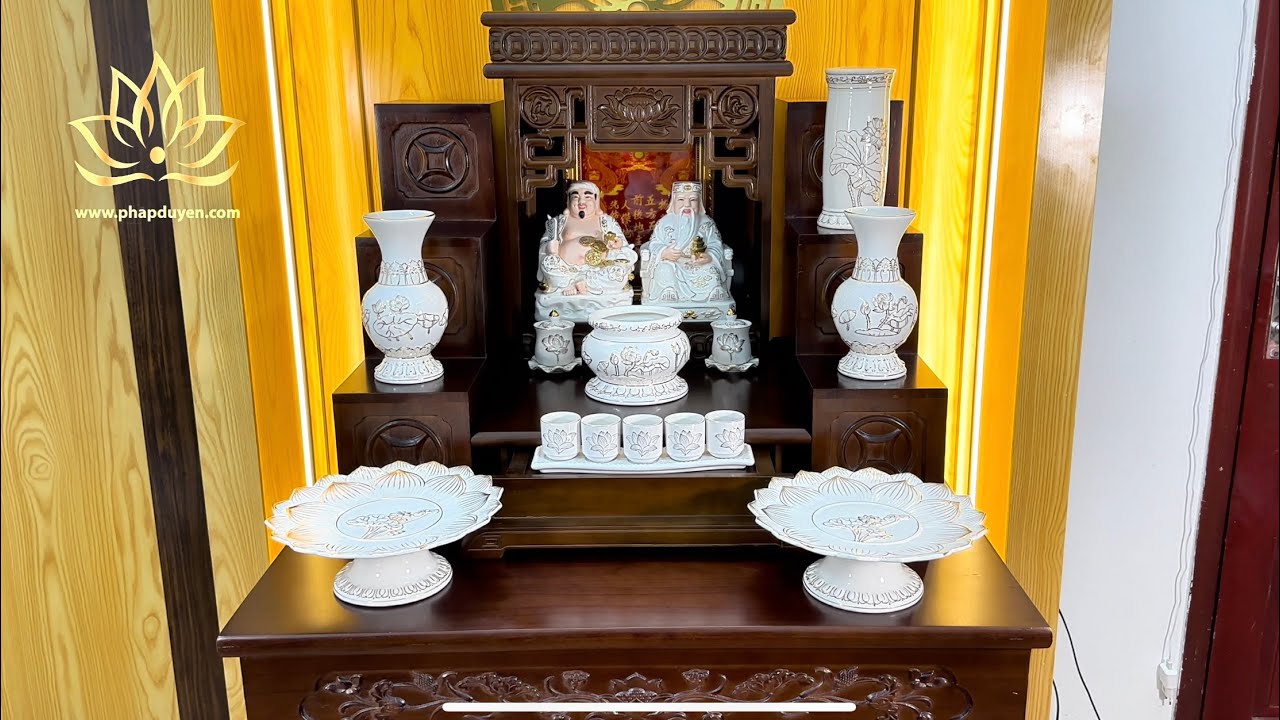 COMBO BỘ BAN THỜ THẦN TÀI - THỔ ĐỊA MÁI BẰNG HOA SEN