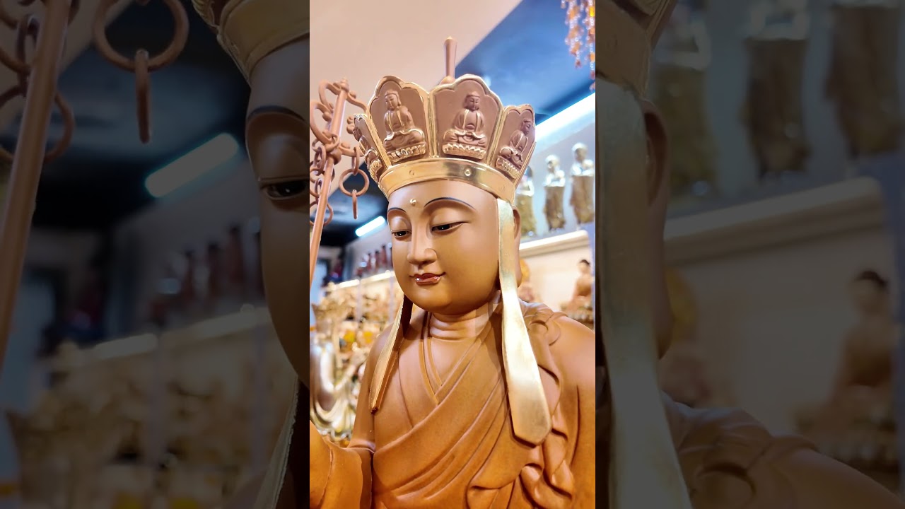 🙏  Tượng Địa Tạng Ngồi Đế Sen Bằng Gỗ Hương Chương, Cao 48cm 🙏 #phápduyênshop #adidaphat