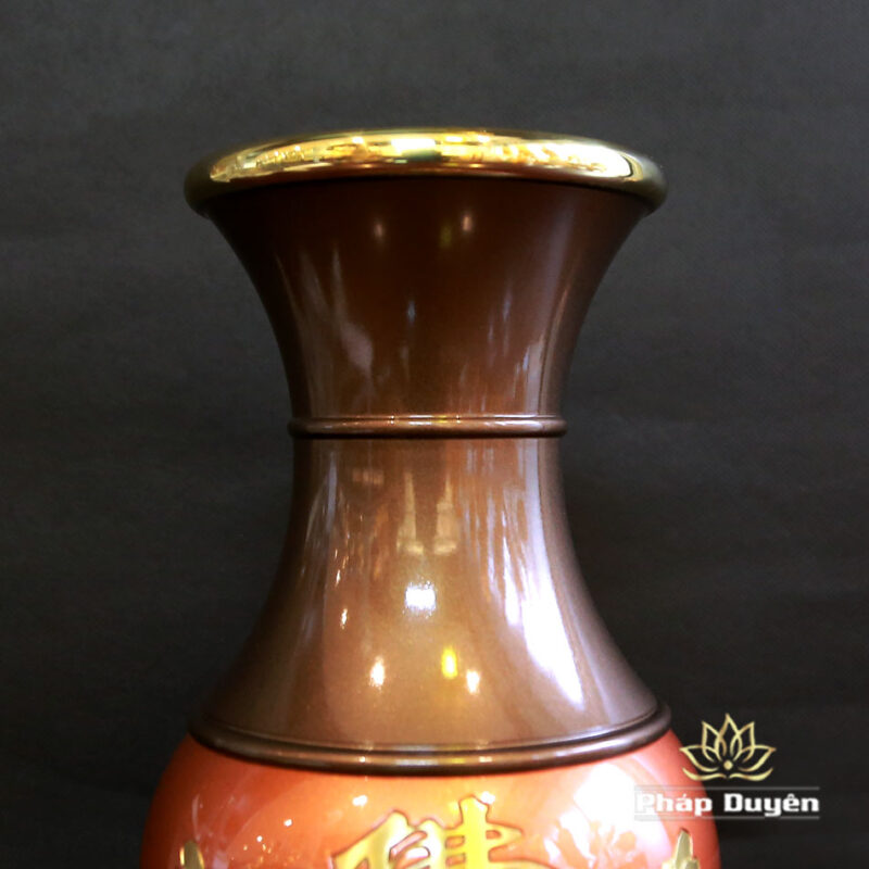 Lọ Hoa Hoa Sen Chữ Phật Bằng Đồng Màu Đỏ, Nhiều Kích Thước - Ảnh 3