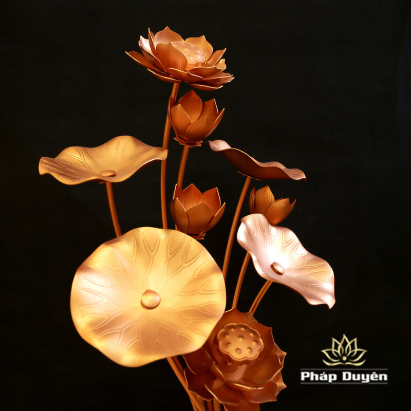 Đôi Bình Hoa Sen Bằng Hợp Kim Nhôm, Cao 82cm - Ảnh 4