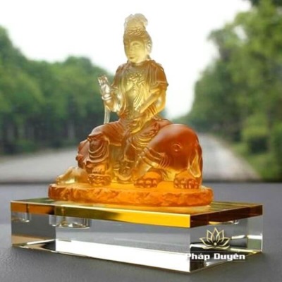 Alternative view of Tượng Đức Phổ Hiền Vương Cưỡi Voi, Chất Liệu Lưu Ly, Cao 12.5cm, Để Xe Hơi (ô tô), Để Bàn Làm Việc