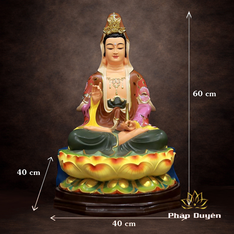 Tượng Quan Âm Bồ Tát Ngồi Bằng Composite Sơn Cao Cấp, Cao 60cm - ảnh 10