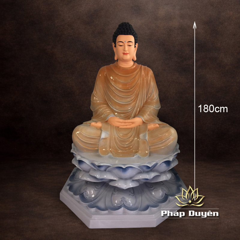 Tượng Bổn Sư Thích Ca Ngồi Đài Sen Bằng Composite Sơn Bóng Cao Cấp, Cao 180cm - ảnh 13