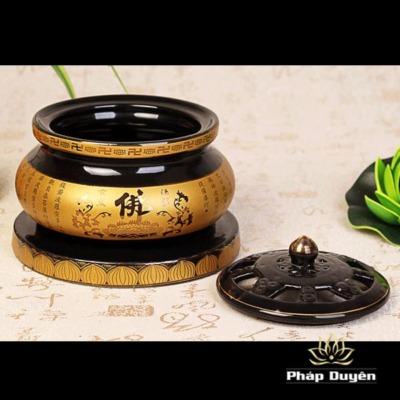 Alternative view of Lư Trầm Bằng Sứ Viền Vàng Chữ Phật, Nhiều Cỡ