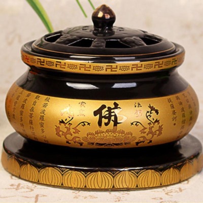 Lư Trầm Bằng Sứ Viền Vàng Chữ Phật, Nhiều Cỡ