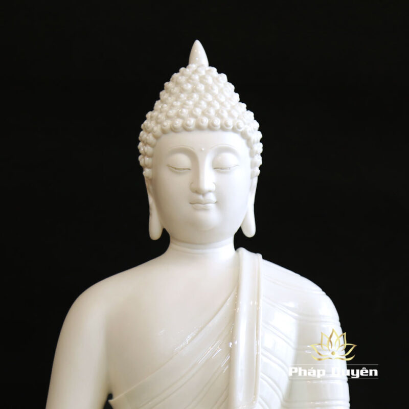 Tượng Sứ Đức Bổn Sư Thích Ca Mâu Ni Kiểu Thái Lan, Gốm Sứ Trắng Cao 50cm - Ảnh 2