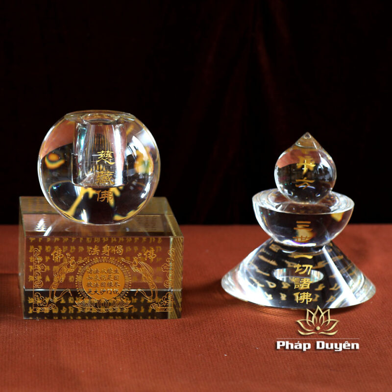 Tháp Xá Lợi Thuỷ Tinh Khắc Kinh Chú, Kích Thước 17x17x38cm - Ảnh 5