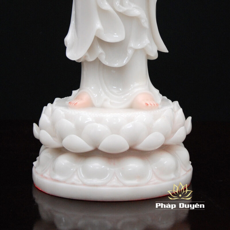 Tượng Ngài Quan Âm Đứng, Bột Đá Hồng, Cao 48cm - Ảnh 5