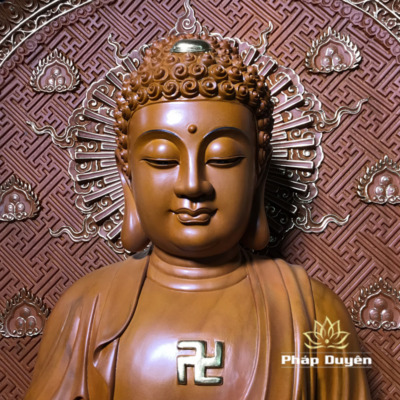 Alternative view of Tượng Đức Bổn Sư Thích Ca Mâu Ni Ngồi, Bằng Gỗ Hương Chương (Long Não), Cao 70cm (Tổng Chiều Cao 92cm)