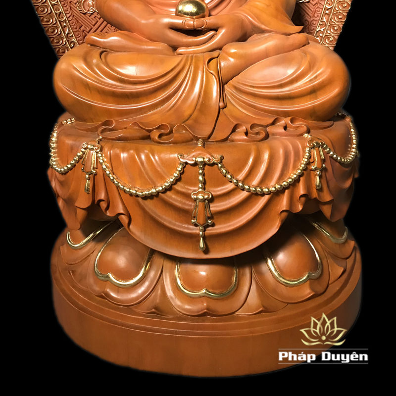 Tượng Đức Bổn Sư Thích Ca Mâu Ni Ngồi, Bằng Gỗ Hương Chương (Long Não), Cao 70cm (Tổng Chiều Cao 92cm) - Ảnh 6