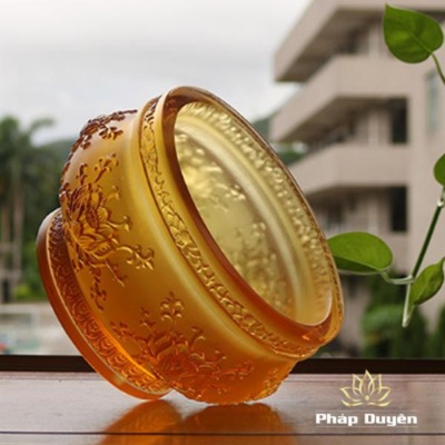 Alternative view of Bát Hương (Bát Nhang) Lưu Ly Màu Vàng, Nhiều Kích Cỡ