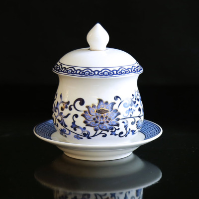 Chén Nước Thờ Sứ Trắng Hoa Sen Xanh, Nhiều Kích Cỡ