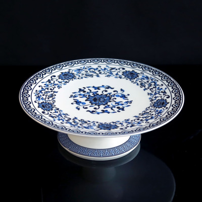 Đĩa Thờ (Mâm Bồng) Sứ Trắng Hoa Sen Xanh, Nhiều Kích Cỡ