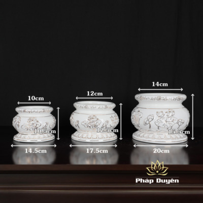 Alternative view of Bát Hương (Bát Nhang) Gốm Trắng Hoa Sen Viền Vàng, Nhiều Kích Cỡ