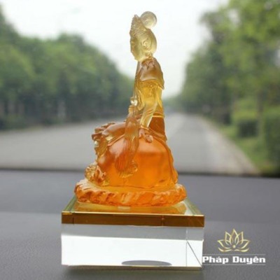 Alternative view of Tượng Bồ Tát Văn Thù Cưỡi Sư Tử, Chất Liệu Lưu Ly, Để Xe Hơi, Để Bàn Làm Việc, Cao 12.5cm