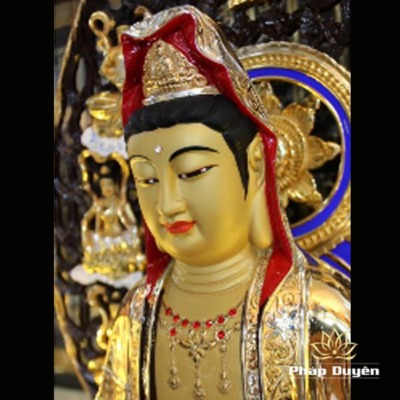 Alternative view of Tượng Đồng Ngài Quan Âm Bằng Đồng Mạ Vàng 52cm (Tổng Lá Đề 68cm)