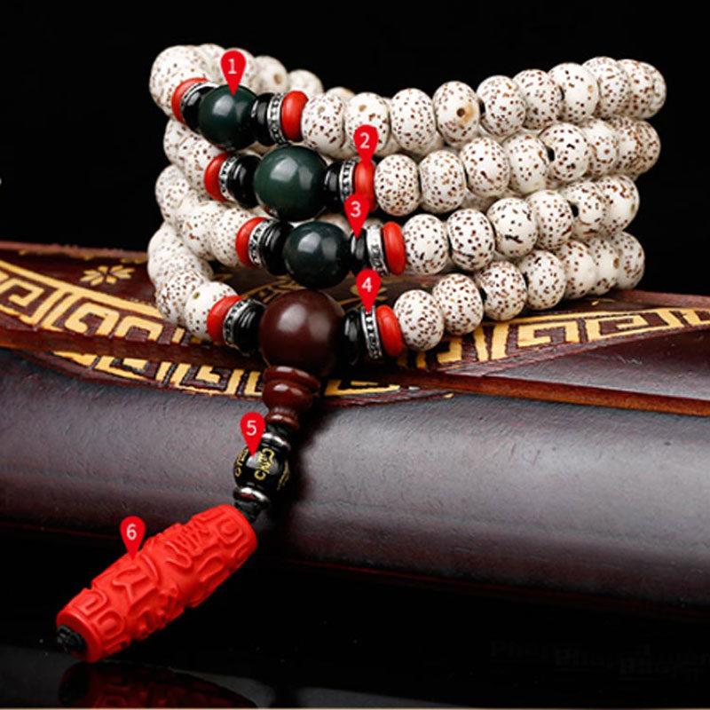 Chuỗi 108 Hạt Bồ Đề Tinh Nguyệt Hạt Cái Đỏ, Cỡ 6mm, 7mm, 8mm, 9mm