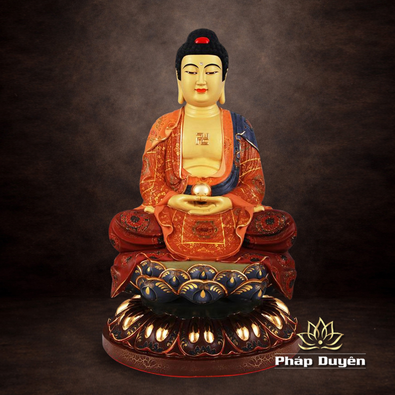 Tượng Đồng Bổn Sư Thích Ca Mâu Ni Ngồi, Đồng Đài Loan Mạ Gấm, Kích Thước 48x29x29cm - ảnh 10
