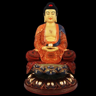 Tượng Đồng Bổn Sư Thích Ca Mâu Ni Ngồi, Đồng Đài Loan Mạ Gấm, Kích Thước 48x29x29cm