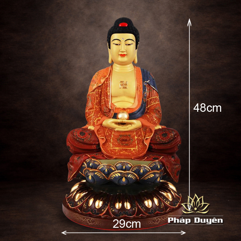 Tượng Đồng Bổn Sư Thích Ca Mâu Ni Ngồi, Đồng Đài Loan Mạ Gấm, Kích Thước 48x29x29cm - ảnh 14