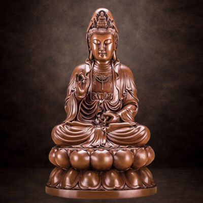 Tượng Đồng Ngài Quan Âm Ngồi Bằng Đồng Thau, Cao 23cm, 29cm, 39cm