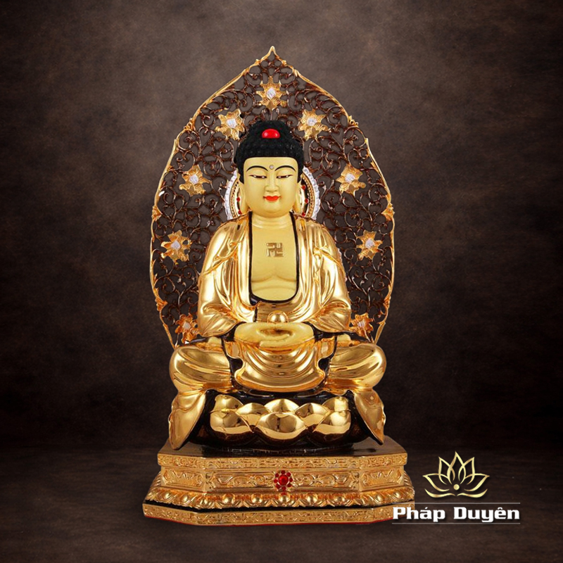 Tượng Đức Bổn Sư Thích Ca Mâu Ni Ngồi, Bằng Đồng Đài Loan Mạ Vàng, Kích thước 31x20x20cm, (Tổng cao 39cm) - ảnh 9