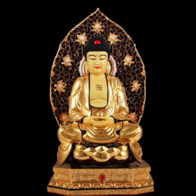 Tượng Đức Bổn Sư Thích Ca Mâu Ni Ngồi, Bằng Đồng Đài Loan Mạ Vàng, Kích thước 31x20x20cm, (Tổng cao 39cm)