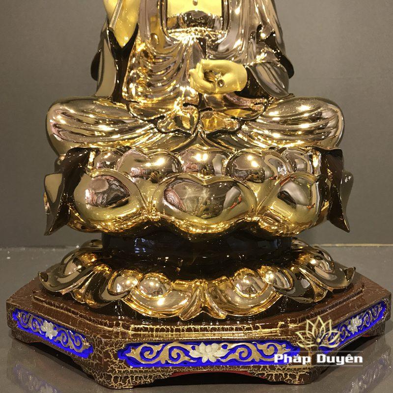 Tượng Phật Bà Quan Âm Ngồi, Đồng Đài Loan Mạ Vàng, Kích Thước 41x27x27cm - Ảnh 6