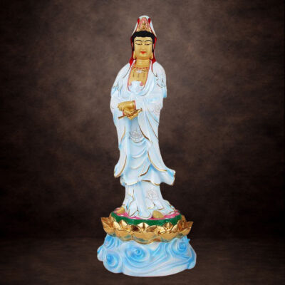 Tượng Phật Bà Quan Âm Lục Thời Đứng, Đồng Đài Loan, Kích Thước 66x26x23cm