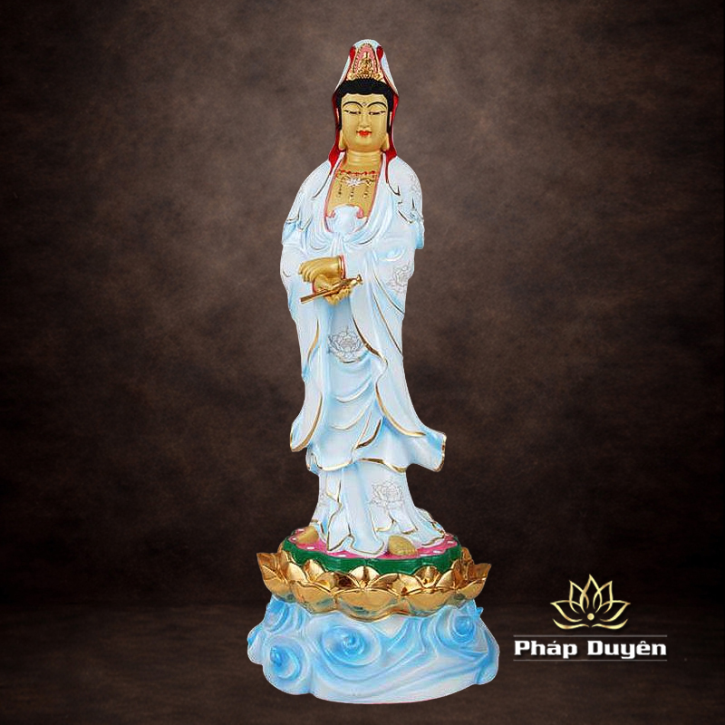 Tượng Phật Bà Quan Âm Lục Thời Đứng, Đồng Đài Loan, Kích Thước 66x26x23cm - ảnh 6