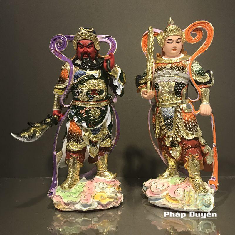 Bộ Tượng Quan Công - Vi Đà Tôn Thiên Hộ Pháp Đứng, Bằng Composit Sơn Đỏ, Cao 41cm - Ảnh 10