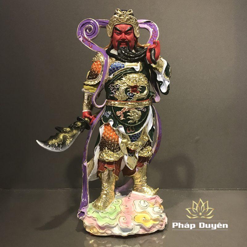 Bộ Tượng Quan Công - Vi Đà Tôn Thiên Hộ Pháp Đứng, Bằng Composit Sơn Đỏ, Cao 41cm - Ảnh 9