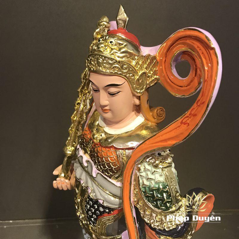 Bộ Tượng Quan Công - Vi Đà Tôn Thiên Hộ Pháp Đứng, Bằng Composit Sơn Đỏ, Cao 41cm - Ảnh 7