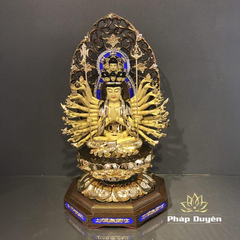 Tượng Đồng Nghìn Tay Nghìn Mắt (Thiên Thủ Thiên Nhãn) Ngồi, Đồng Đài Loan Mạ Vàng, Kích Thước 61x45x42cm (Tổng Cao 78cm) - Ảnh 10