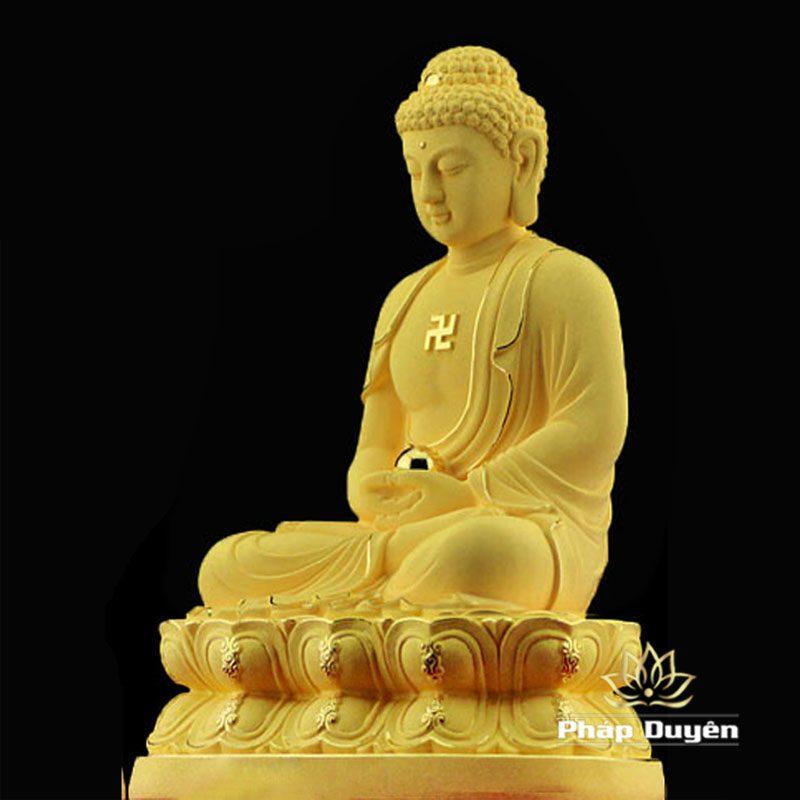 Tượng Đồng Bổn Sư Thích Ca Mâu Ni, Phủ Nhung Vàng Kim Sa, Để Xe Hơi, Để Bàn Làm Việc, Cao 19cm - Ảnh 3