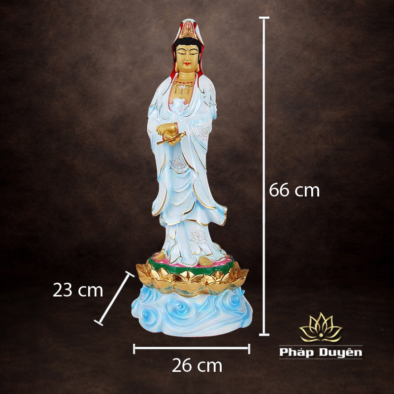 Tượng Phật Bà Quan Âm Lục Thời Đứng, Đồng Đài Loan, Kích Thước 66x26x23cm - ảnh 10