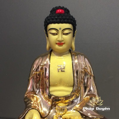 Alternative view of Bộ Tượng Tây Phương Tam Thánh Ngồi, Bằng Đồng Đài Loan Mạ Vàng, Kích Thước 30x18x18cm