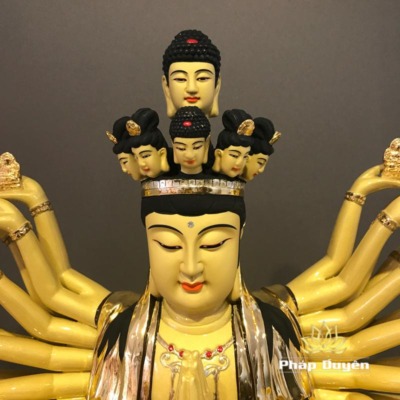 Alternative view of Tượng Đồng Nghìn Tay Nghìn Mắt (Thiên Thủ Thiên Nhãn) Ngồi, Đồng Đài Loan Mạ Vàng, Kích Thước 61x45x42cm (Tổng Cao 78cm)