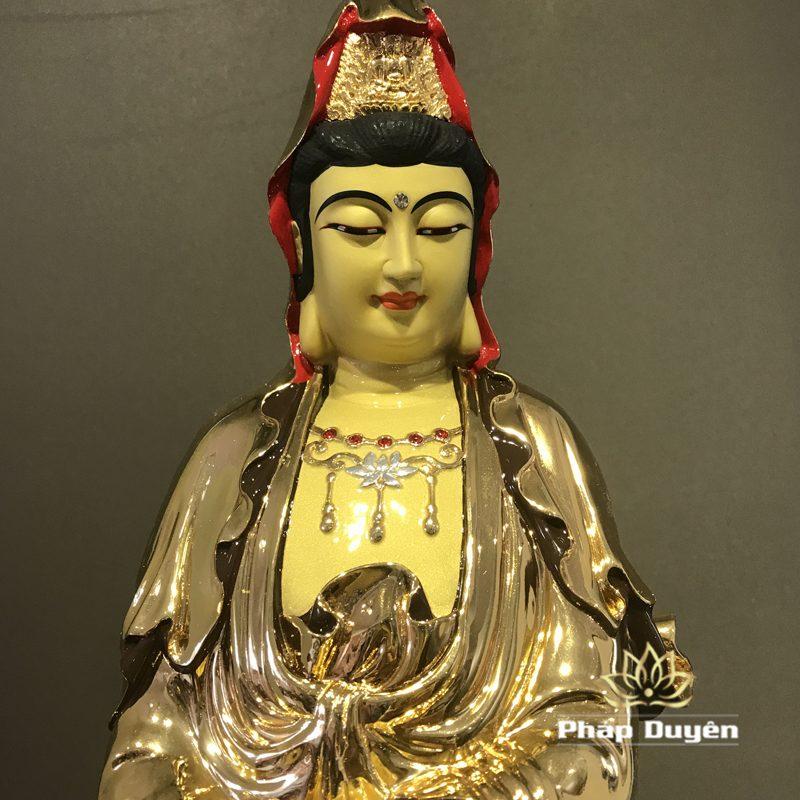 Tượng Phật Bà Quan Âm Phổ Từ Đứng, Đồng Đài Loan Mạ Vàng, Kích Thước 64x27x27cm (Tổng Cao 76cm) - Ảnh 2