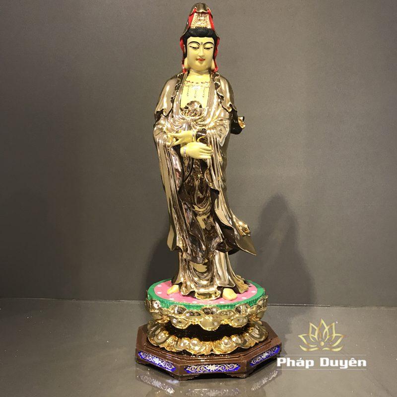 Tượng Phật Bà Quan Âm Phổ Từ Đứng, Đồng Đài Loan Mạ Vàng, Kích Thước 64x27x27cm (Tổng Cao 76cm) - Ảnh 7