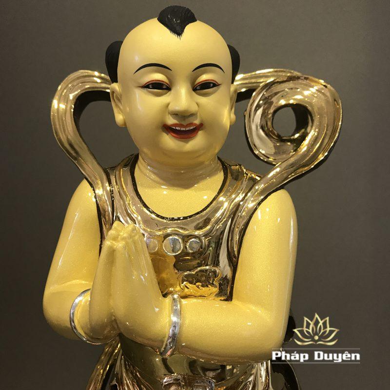 Tượng Kim Đồng Đứng Chắp Tay, Bằng Đồng Đài Loan Mạ Vàng, Kích Thước 41x18x18cm - Ảnh 2