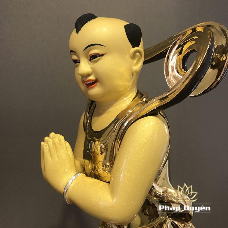 Tượng Kim Đồng Đứng Chắp Tay, Bằng Đồng Đài Loan Mạ Vàng, Kích Thước 41x18x18cm - Ảnh 4