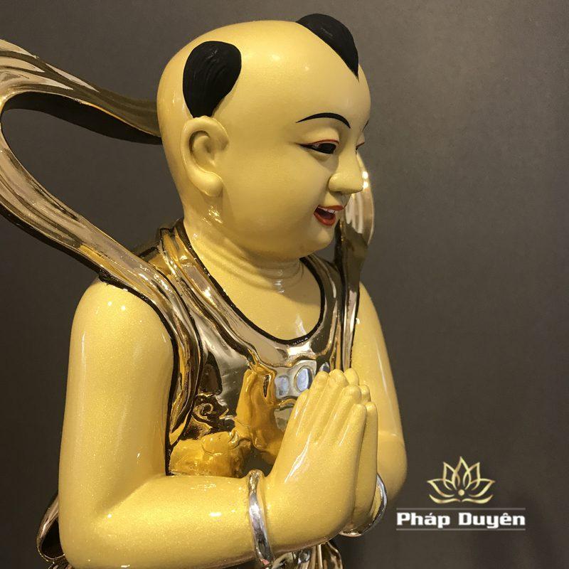 Tượng Kim Đồng Đứng Chắp Tay, Bằng Đồng Đài Loan Mạ Vàng, Kích Thước 41x18x18cm - Ảnh 3