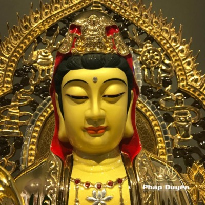 Alternative view of Tượng Đồng Quan Âm Ngồi, Đồng Đài Loan Mạ Vàng, Kích Thước 48x29x29cm (Tổng Cao 59cm)