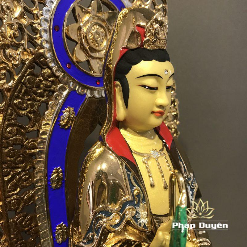 Tượng Phật Bà Quan Âm Đứng Có Hào Quang, Đồng Đài Loan Mạ Vàng, Kích Thước 40x15x15cm (Tổng Cao 51cm) - Ảnh 2