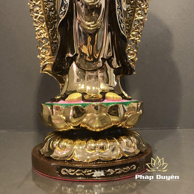 Tượng Phật Bà Quan Âm Đứng Có Hào Quang, Đồng Đài Loan Mạ Vàng, Kích Thước 40x15x15cm (Tổng Cao 51cm) - Ảnh 5