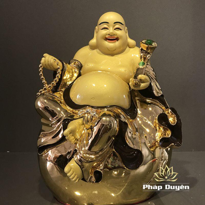 Tượng Đồng Ngài Di Lặc Như Ý Ngồi, Bằng Đồng Đài Loan Mạ Vàng, Kích Thước 36x26x18cm - Ảnh 8