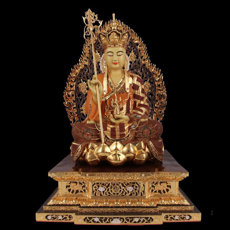 Tượng Địa Tạng Vương Bồ Tát Ngồi, Bằng Đồng Đài Loan Mạ Vàng, Kích Thước 44x32x27cm
