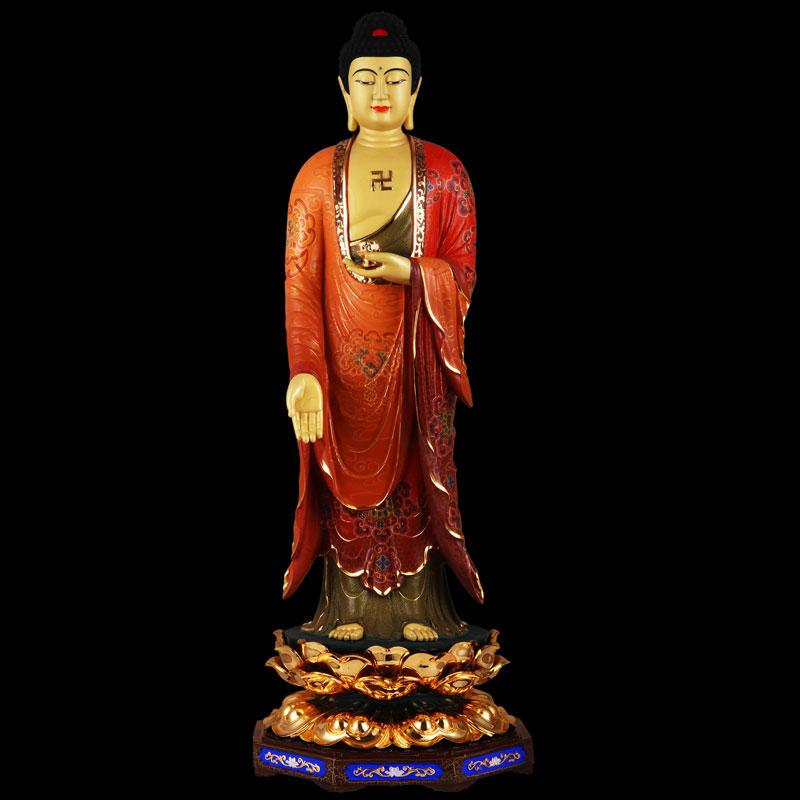 Chào đón tinh thần thanh tịnh và động viên bởi ảnh Phật A Di Đà đứng, minh chứng cho sự giác ngộ và bình an trong cuộc sống.