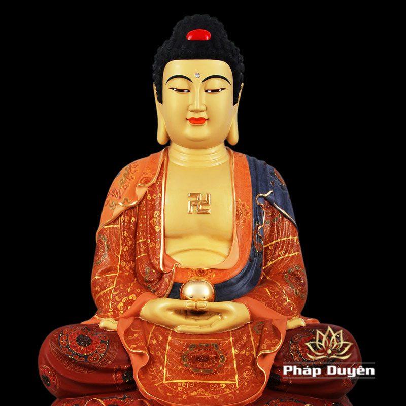 Tượng Đồng Bổn Sư Thích Ca Mâu Ni Ngồi, Đồng Đài Loan Mạ Gấm, Kích Thước 48x29x29cm - Ảnh 3